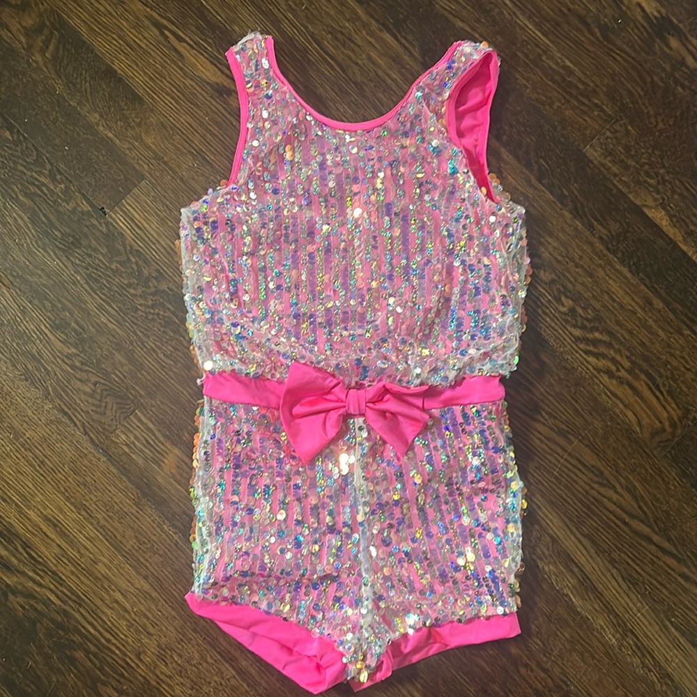 Bright Pink Sequined short jumpsuit
